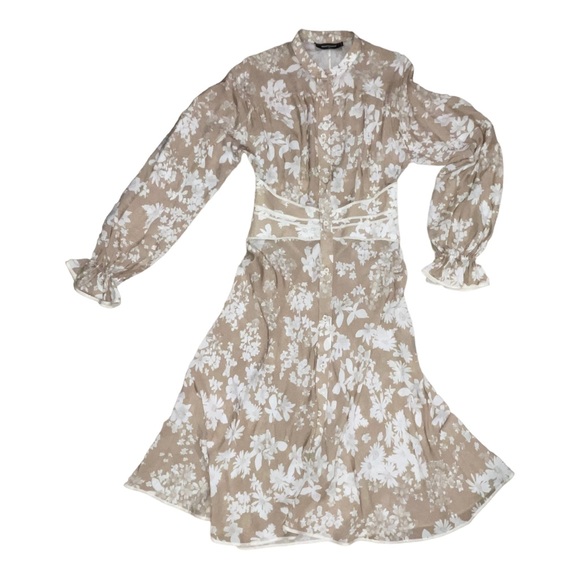 LAST CALL! DSQUARED2 Women’s Brown & Cream Floral Patterned Dress Size 40 - Picture 9 of 14